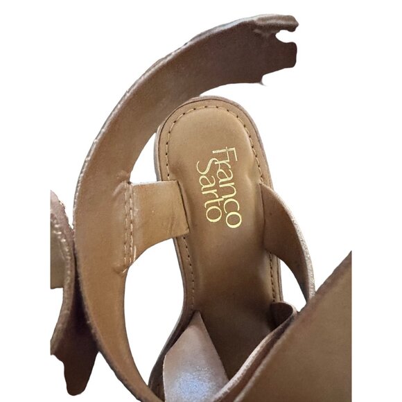 🍒 2/$20 🍒 Cognac Colored Heeled Strapped Sandal Franco Sarto sz 6.5 - Picture 3 of 6